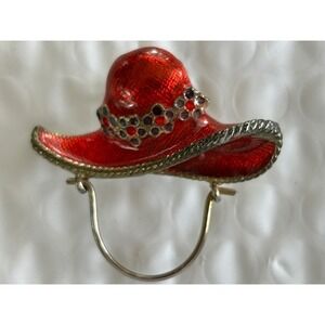 Red Hat Pin‎ Brooch Enamel Novelty Hat Lapel Pin